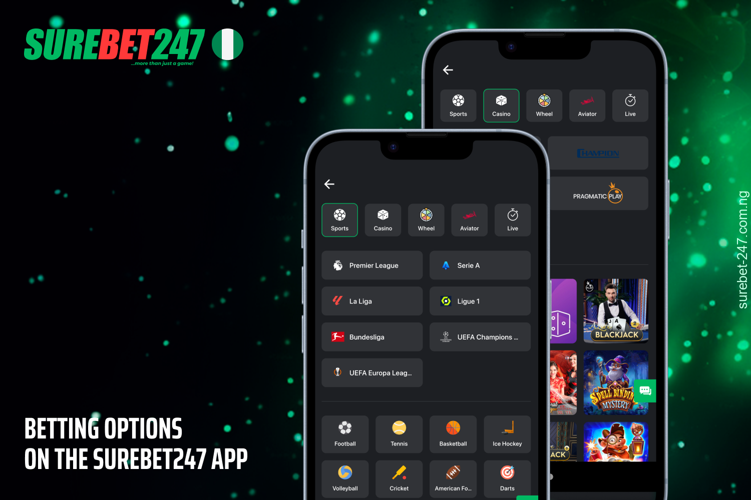 The Surebet247 app allows players from Nigeria to conveniently place bets, play casino games and manage accounts remotely