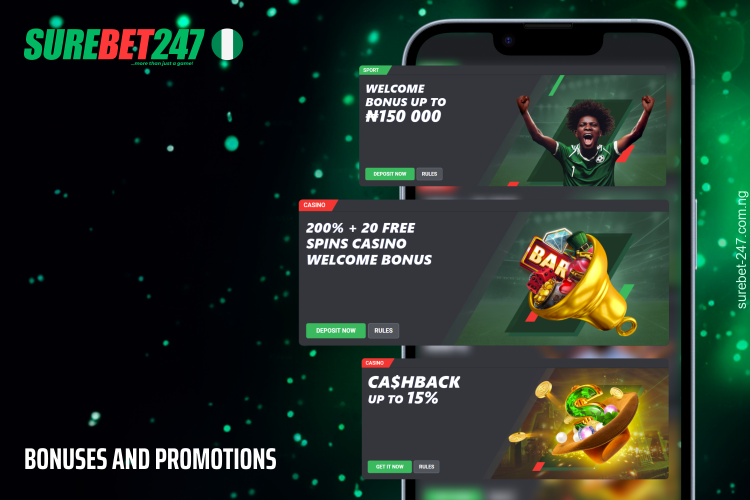 Surebet247 offers various sports and casino bonuses