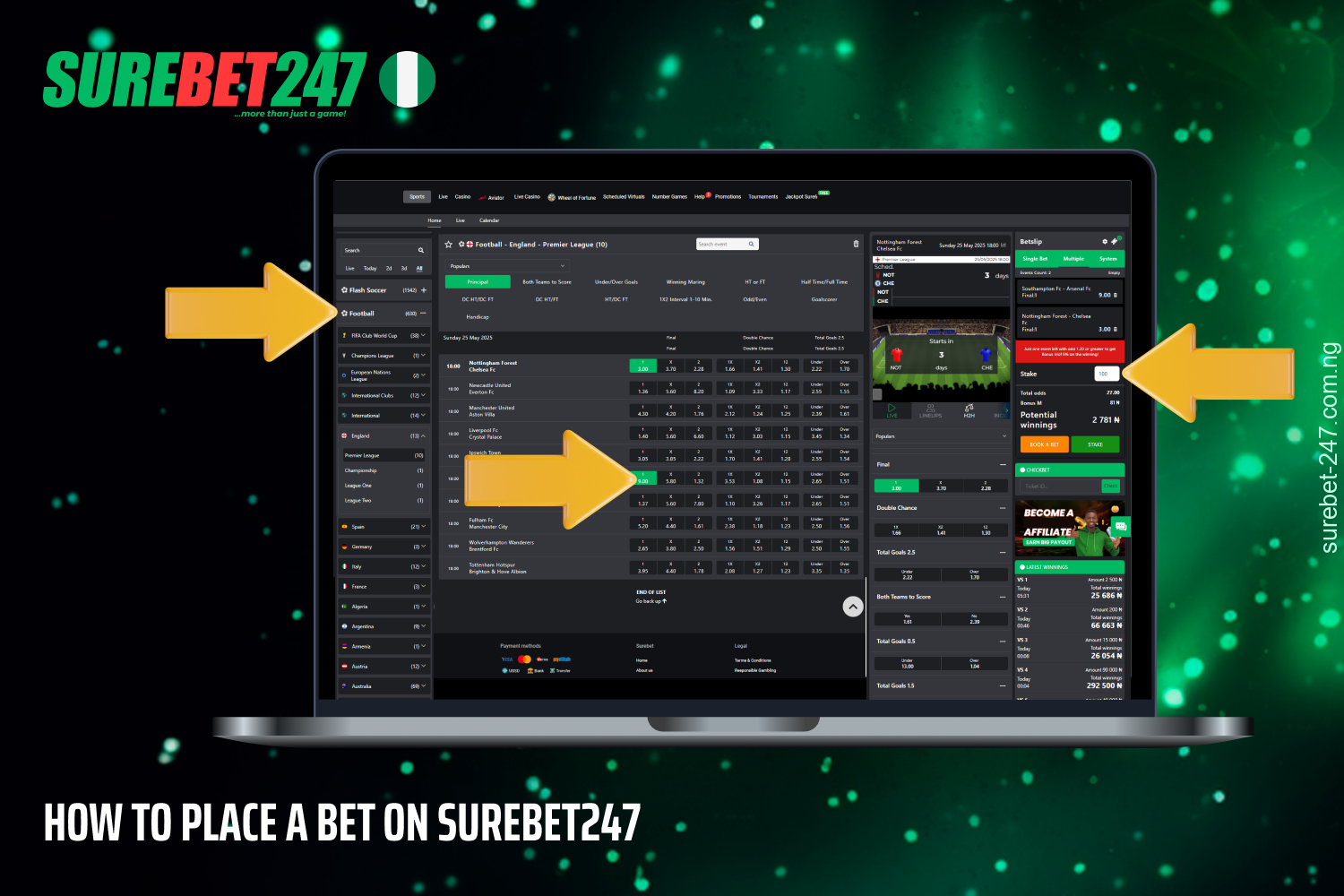 Step-by-step guide to placing sports bets easily on Surebet247 Nigeria