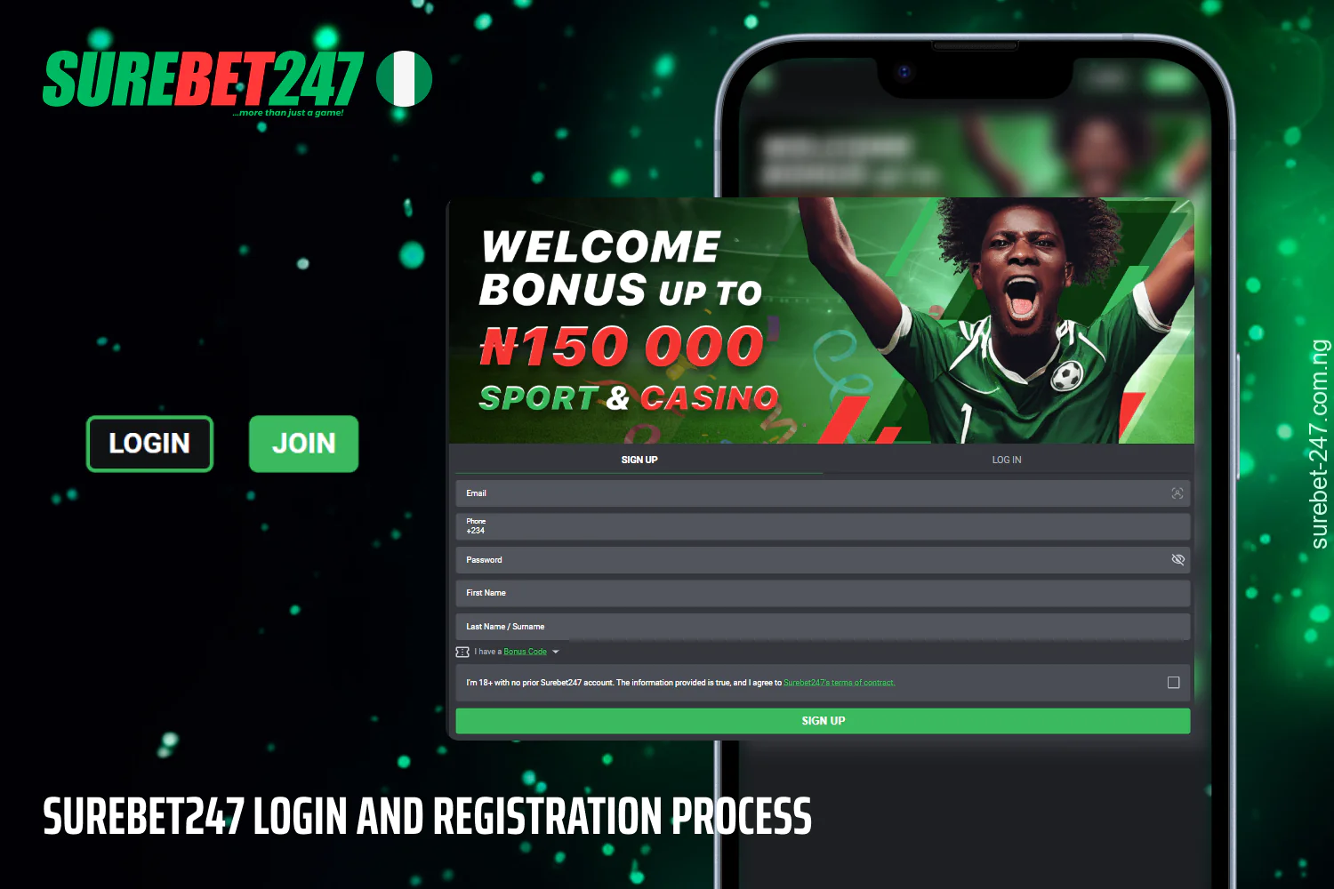 Easy step-by-step registration process on Surebet247